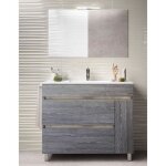 Meuble de salle de bain hemera avec lavabo miroir et lumire led gris 60x82x45cm - armoire de rangement ...
