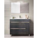 Meuble de salle de bain héméra avec lavabo miroir et lumière led marron 100x82x45cm - armoire de rangement ... Meuble de salle de bain héméra avec lavabo miroir et lumière led marron 100x82x45cm - armoire de rangement ...