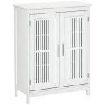 Meuble salle de bain - kleankin - 3 niveaux - double porte et �tag�re r�glable - mdf - 60x30x80cm - blanc ...