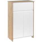 Meuble de salle de bain - kleankin - tiroir et placard double porte - mdf - 60x30x90cm - blanc et effet ...