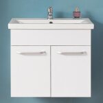 Meuble salle de bain - meuble lave - mains � suspendre avec lavabo c�ramique - double porte battant - ...