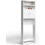 Meuble de salle de bain machine  laver blanc 195x63x20cm rangement colonne de bain buanderie etagre ...