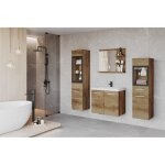 Meuble de salle de bain - madrit i - chne kastan breslau - 5 lments - design contemporain -  monter ...