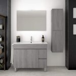 Meuble de salle de bain moderne temis avec lavabo miroir et lumière led avec colonne gris 100x82x45cm ... Meuble de salle de bain moderne temis avec lavabo miroir et lumière led avec colonne gris 100x82x45cm ...