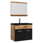 Meuble de salle de bain - montreal 02 - 60 cm - noir mat - chene - armoire de rangement