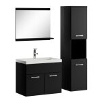 Meuble de salle de bain montreal 60 cm lavabo noir mat - armoire de rangement meuble lavabo evier meubles ...