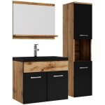 Ensemble de meubles de salle de bain montreal 60 cm - noir mat - chene - armoire de rangement