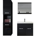 Meuble de salle de bain montr�al - armoire de rangement avec lavabo noir brillant 60cm