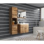 Meuble de salle de bain - montreal - chne wotan - 4 lments - design contemporain - a suspendre