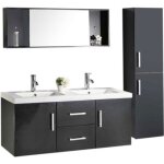 Meuble de salle de bain noir 120 cm colonne et lavabo inclus ? estelle Meuble de salle de bain noir 120 cm colonne et lavabo inclus ? estelle