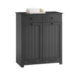 Meuble salle de bain avec panier � linge - sobuy - 78x38x91 cm - noir - 2 tiroirs - 2 sacs � linge 45 ...