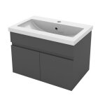 Meuble de salle de bain - meuble de rangement avec lavabo - meuble sous vasque suspendu - anthracite ...