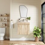 Meuble salle de bain rangement avec vasque - double porte - �tag�res r�glables - avec 4 charni�res de ...