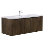 Meuble de salle de bain set tundra 120 x 48 cm - noyer brun - meuble de salle de bain avec lavabo