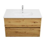 Meuble de salle de bain simple vasque 100 cm burgbad joline ch�ne