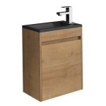 Meuble de salle de bain sinta 40 x 22 cm chene lavabo noir - armoire de rangement meuble lavabo evier ...