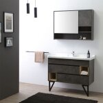 Meuble de salle de bain sur pieds 101cm avec lavabo style industriel miroir vienna Meuble de salle de bain sur pieds 101cm avec lavabo style industriel miroir vienna