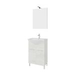 Meuble de salle de bains sur pieds en chne blanc de 55 cm avec lavabo en cramique rimini
