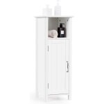 Meuble de salle de bain sur pied colonne de rangement en blancavec 1 porteet tagre rglable pour toilettes ...