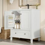 Meuble de salle de bain sur pied - langtu - 76�46�87 cm - vasque c�ramique int�gr�e - pieds bois massif ...