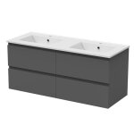 Meuble salle de bain suspendu avec 2 vasques - anthracite - 120cm - 4 tiroirs