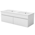 Meuble de salle de bain - blanc - 120cm - 2 vasques - mdf - soft - close