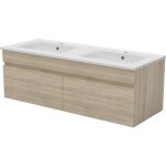 Meuble de salle de bain - chne clair - 120cm - 2 vasques - mdf - design contemporain