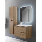Meuble de salle de bain suspendu bora base 100 chêne nodi - 2 tiroirs avec lavabo en céramique blanche ... Meuble de salle de bain suspendu bora base 100 chêne nodi - 2 tiroirs avec lavabo en céramique blanche ...