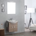 Meuble suspendu en ch�ne fum� compl�te avec lavabo miroir et lumi�re