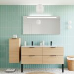 Meuble de salle de bain double vasque 140cm 4 tiroirs chne - soho