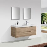 Meuble salle de bain design double vasque piacenza largeur 120 cm ch�ne clair