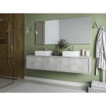 Meuble de salle de bain suspendu gris bton avec double vasque - l150 cm - isaure ii