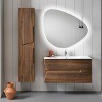 Meuble de salle de bain suspendu haiti avec 2 tiroirs 80 cm tek - noyer - contemporain - design