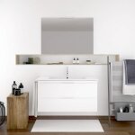 Meuble de salle de bain suspendu avec lavabo miroir et lumire led 60x50x35cm blanc