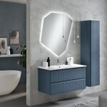 Meuble de salle de bain - artico - 100 cm - 2 tiroirs - lavabo en c�ramique - bleu