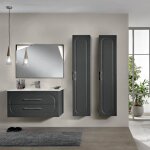 Meuble de salle de bain suspendu moderne - caspio - base 100 cm - 2 tiroirs - lavabo c�ramique anthracite ...
