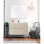 Meuble de salle de bain suspendu moderne gea avec lavabo miroir et lumire led beige 60x50x45cm blanc ...