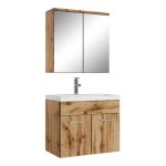 Meuble de salle de bain suspendu montreal 01 60cm chene - meuble lavabo avec miroir armoire