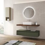 Meuble de salle de bain suspendu plan 120 cm avec vasque 2 modules et miroir ninfa1 - ninfa - vert - ...
