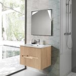 Meuble de salle de bain suspendu - righe - 80 cm - 2 tiroirs - chne clair