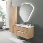Meuble de salle de bain suspendu - righe - chne clair - 2 tiroirs - design contemporain