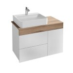 Meuble salle de bain suspendu sully 83cm - vasque  poser  gauche - jacob delafon - blanc / chne qubec ...