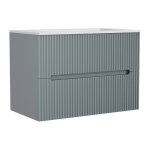Meuble de salle de bain suspendu avec vasque � encastrer - stri� bleu ciel - 80 cm - pavani