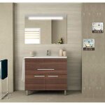 Meuble de salle de bain suspendu vega - fr�ne th� - simple vasque - 80x82x45cm