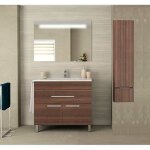 Meuble de salle de bain - syn - 60cm - frêne tea - miroir rétro - éclairé led - porte - serviettes inclus ... Meuble de salle de bain - syn - 60cm - frêne tea - miroir rétro - éclairé led - porte - serviettes inclus ...