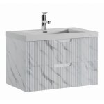 Meuble de salle de bain thermis 80 cm lavabo badplaats - marbre blanc - armoire de rangement meuble lavabo ...