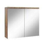 Meuble de salle de bain - toledo - 80 x 60 cm - chene marron - armoire miroir avec rangement