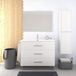 Meuble de salle de bain - v�li - 80cm blanc - 3 tiroirs - plan vasque et miroir inclus