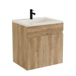 Meuble de salle de bain avec vasque - rangement 3 �tag�res r�glables portes fermeture douce - 60x46x64 ...