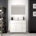 Meuble de salle de bain vidar 70cm blanc avec plan vasque et miroir. avec porte serviettes en cadeau!!! ...